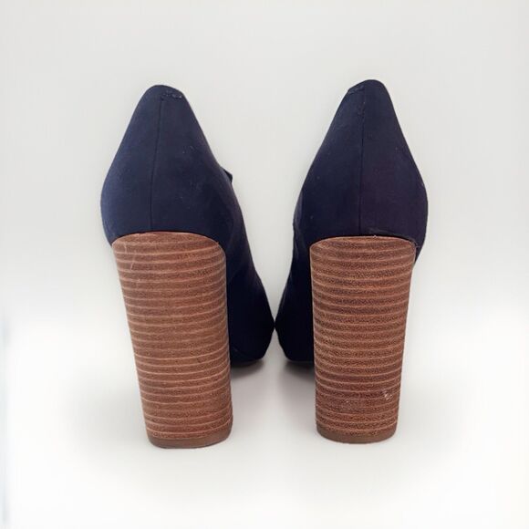 Crown Vintage T-strap Heels Testera-CV Navy Microsuede Size 8M 4" Block Heel - Picture 4 of 11